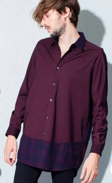 NO ID. 멀티 패턴 롱 셔츠