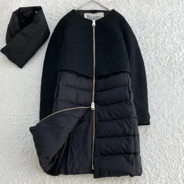 헬레노 다운 자켓 넥워머 포함 모헤어 절개 네이비 38 M