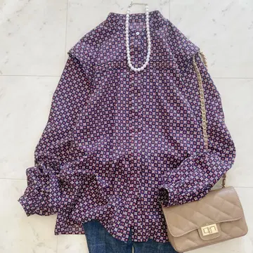 컨디션 최상 투모로우랜드 코먼 플라워 프린트 스탠드 카라 블라우스