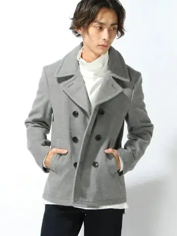 남성용 그레이 피 코트
