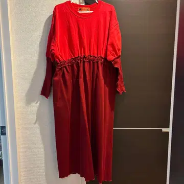 REHERSALL 빨간색 긴팔 티셔츠 원피스