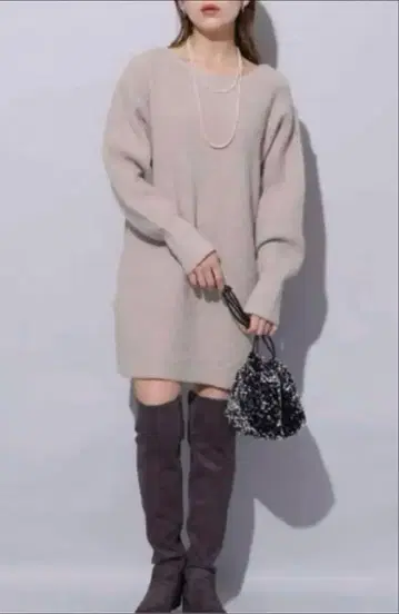 Arpege Story 아르페쥬 스토리 라메 니트 미니 원피스 M