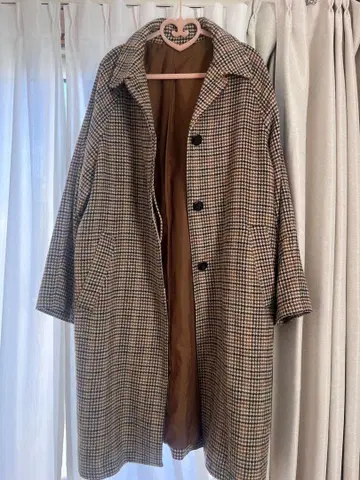 GU 글렌체크 스텐카라 코트 오버 사이즈