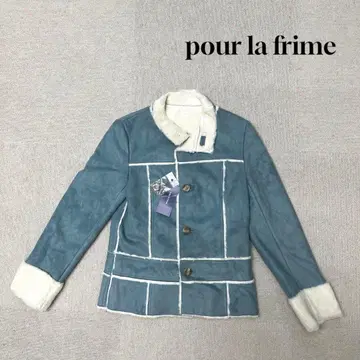 새상품 pour la frime 무스탕 코트 블루 M 사이즈