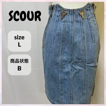 scour 데님 스커트 L 사이즈 하이웨스트 디자인 더블 지퍼