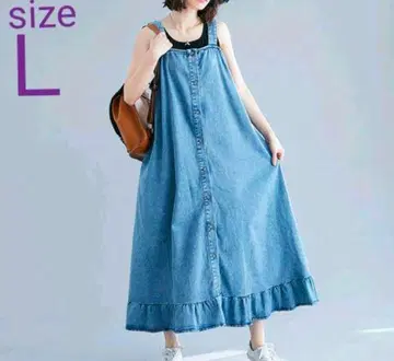 데님 슬리브리스 롱 원피스 L 사이즈