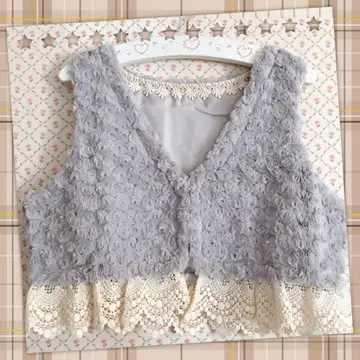 IEDIT 푹신푹신 퍼에 고급스러운 레이스! 퍼 베스트 미사용 새상품