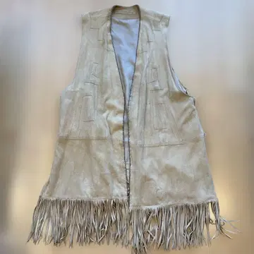 베이지 스웨이드 프린지 베스트 OZ vintage 구매