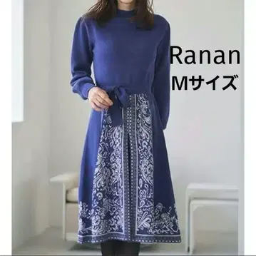 새상품급 라난 네이비 페이즐리 무늬 니트 원피스 M 사이즈