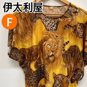 이타리야 상의 반팔 애니멀 무늬 겨자 브라운 F [ CT1753 ]