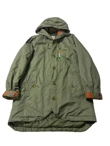 e324 TITICACA 올리브 그린 모즈 코트 후드 부착