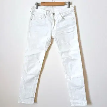 디엠지 데님 팬츠 면 혼방 일본제 화이트 S 하의 청바지 G
