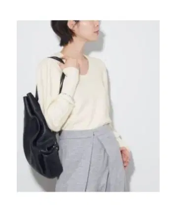 plage Tuck Sleeve 니트 프리 사이즈 화이트 모 100%