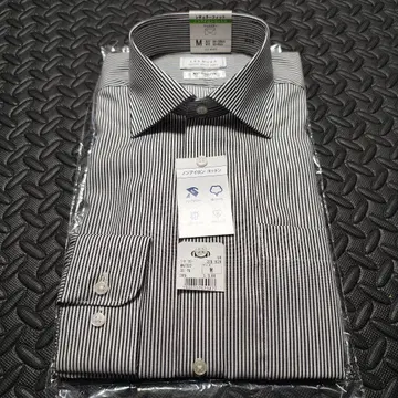 논아이론 면 100% 와이드 와이셔츠 M 아오키 블랙 39-86