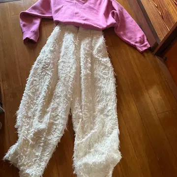 베이크루즈 프린지 퍼풍 와이드 팬츠