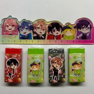 컬러풀 피치 카라피치 눈금자 지우개 4개 세트