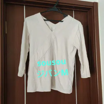 SOU SOU 내린 카라 오부 소매 티셔츠