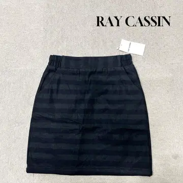 새상품 RAY CASSIN 타이트 스커트 보더 울 그린