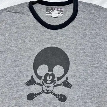 USA제 미키 T셔츠 스컬 미키 트릭 아트 링거 얇은 소재 스미코미