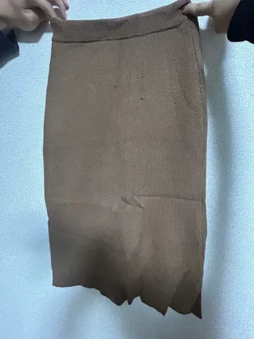 브라운 니트 타이트 스커트