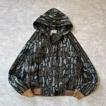 90s 빈티지 Cabela's 트리 바크 카모 플리스 후드티