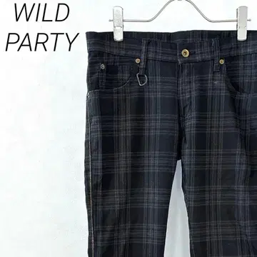 WILD PARTY 플레어 팬츠 체크 무늬 포켓 부착 부츠컷