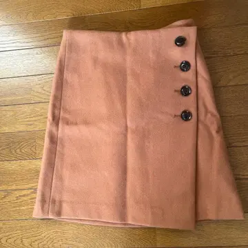 랩 스커트 울 혼방 4 버튼