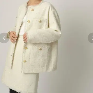 CADUNE 트위드 미니 스커트 화이트