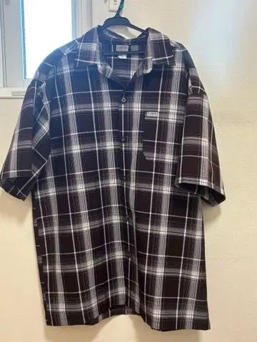 Cal Top 반팔 체크 셔츠 브라운 계열