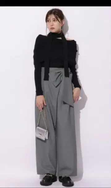 새상품 마이 스트라다 팬츠 리본 와이드