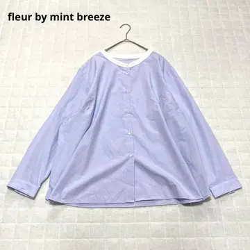 [ fleur by mint breeze ] 밴드 카라 셔츠 5L 무지