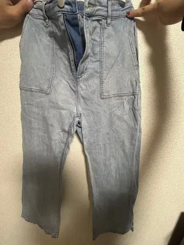 라이트 블루 하이웨스트 데님 팬츠