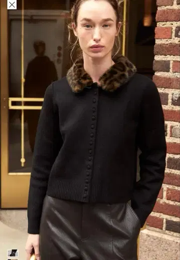 ZARA 인조 모피 옷깃 니트 자켓 M