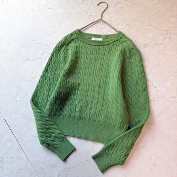 SLOBE IENA 슬로브 이에나 케이블 니트 코튼 캐시미어 그린