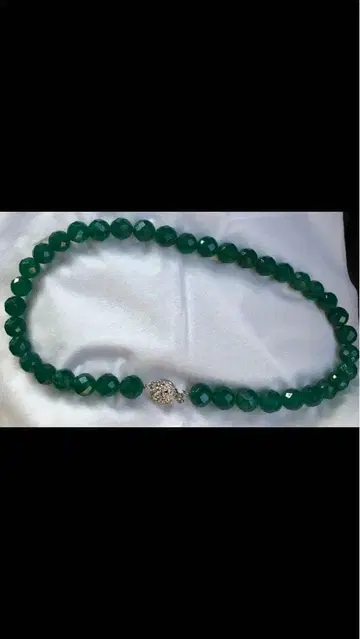 그린 마노 목걸이 실버 클로징