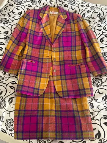 체크 무늬 스커트 셋업