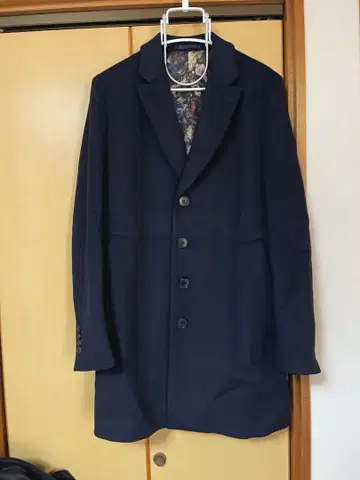 폴스미스 네이비 체스터 코트 꽃무늬 안감 네이비 M 사이즈 남성용