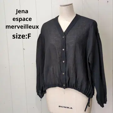 제나 에스파스메르베유 깔끔 시어 셔츠 밑단 리본 블랙 F