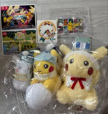 [ 3개 세트 덤 포함 ] 포켓몬 봉제 인형 피카츄 눈사람 크리스마스