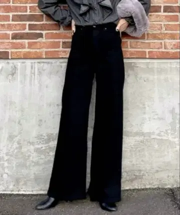 SOMETHING LISA 와이드 팬츠 블랙 XS