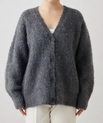 Whim Gazette 24AW 믹스얀 니트 가디건 그레이