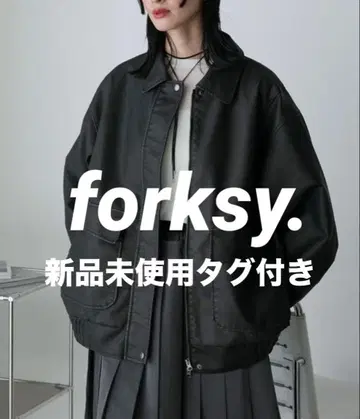 블루종 아우터 forksy. 빈티지 느낌 더블 지퍼 빅 블루종