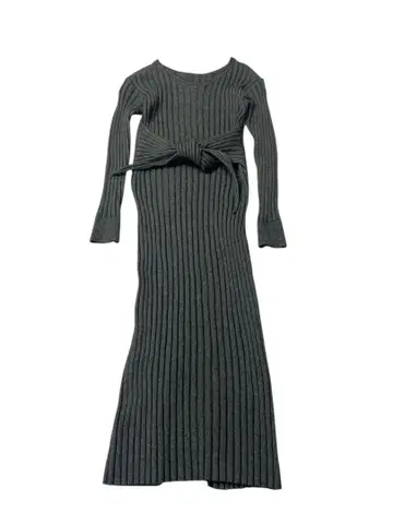 e328 omekashi 리브 니트 슬리브리스 롱 니트 원피스