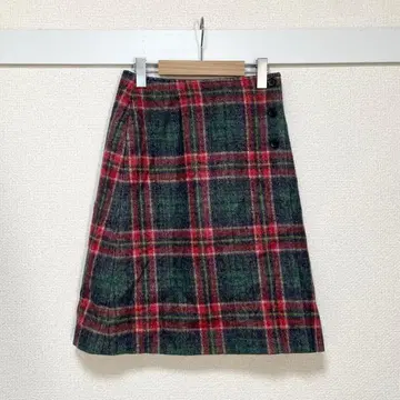 자유구 36 체크 랩 스타일 타탄 체크 울 스커트 온워드