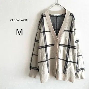 [ GLOBAL WORK ] 니트 가디건 V넥 윈도우펜 패턴 M
