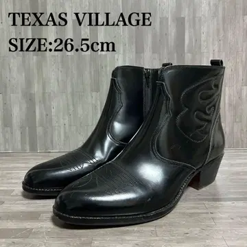 새상품급 텍사스 빌리지 웨스턴 부츠 가죽 사이드 지퍼 블랙