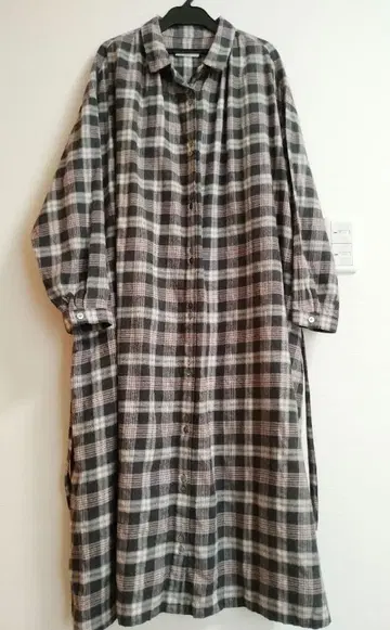 면 체크 롱 원피스 벨트 포함