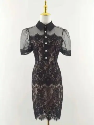 블랙 레이스 타이트 드레스