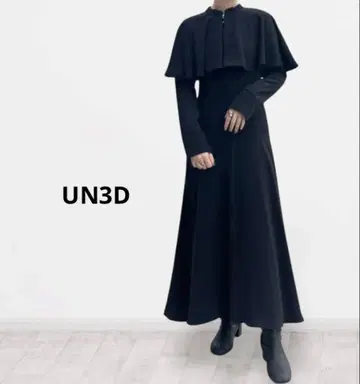 세탁 가능한 언쓰리 슬리브 도킹 케이프 원피스 지퍼 포켓