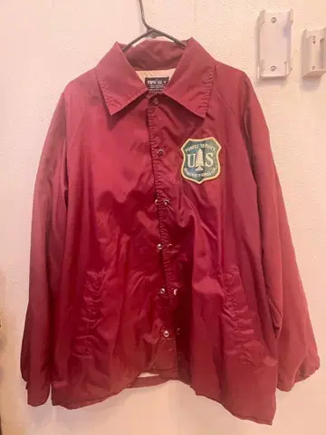 UAS 엠블럼 버건디 나일론 자켓